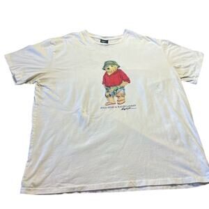 Vintage Single Stitch Polo Bear Ralph Lauren Cotton Graphic Tee White Mens XXL